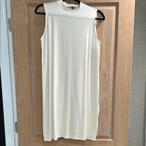 Eileen Fisher Cream Mock Neck Sleeveless Sheath Top